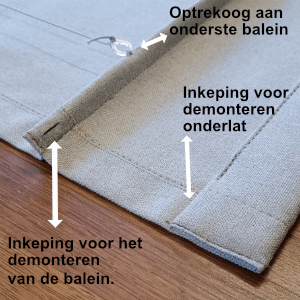 Vouwgordijn achterzijde